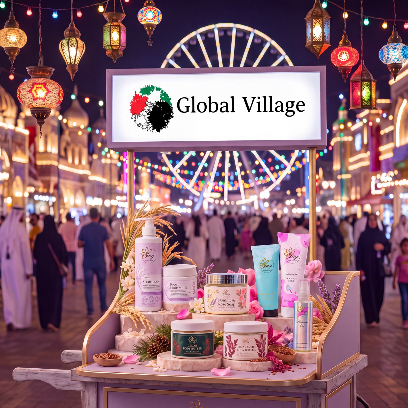 ANG We Care stall with the Global Village Bundle at Global Village Dubai