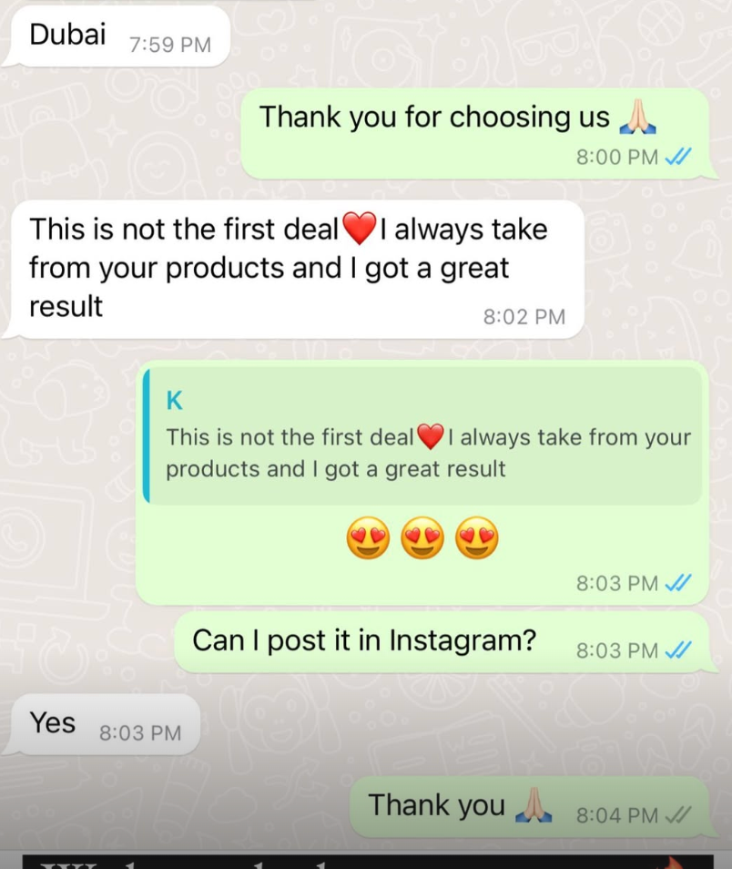 Customer message