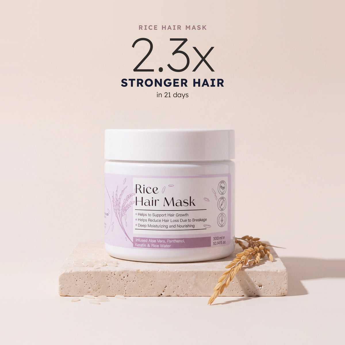 Rice Hair Mask: 2.3x stronger hair in 21 days