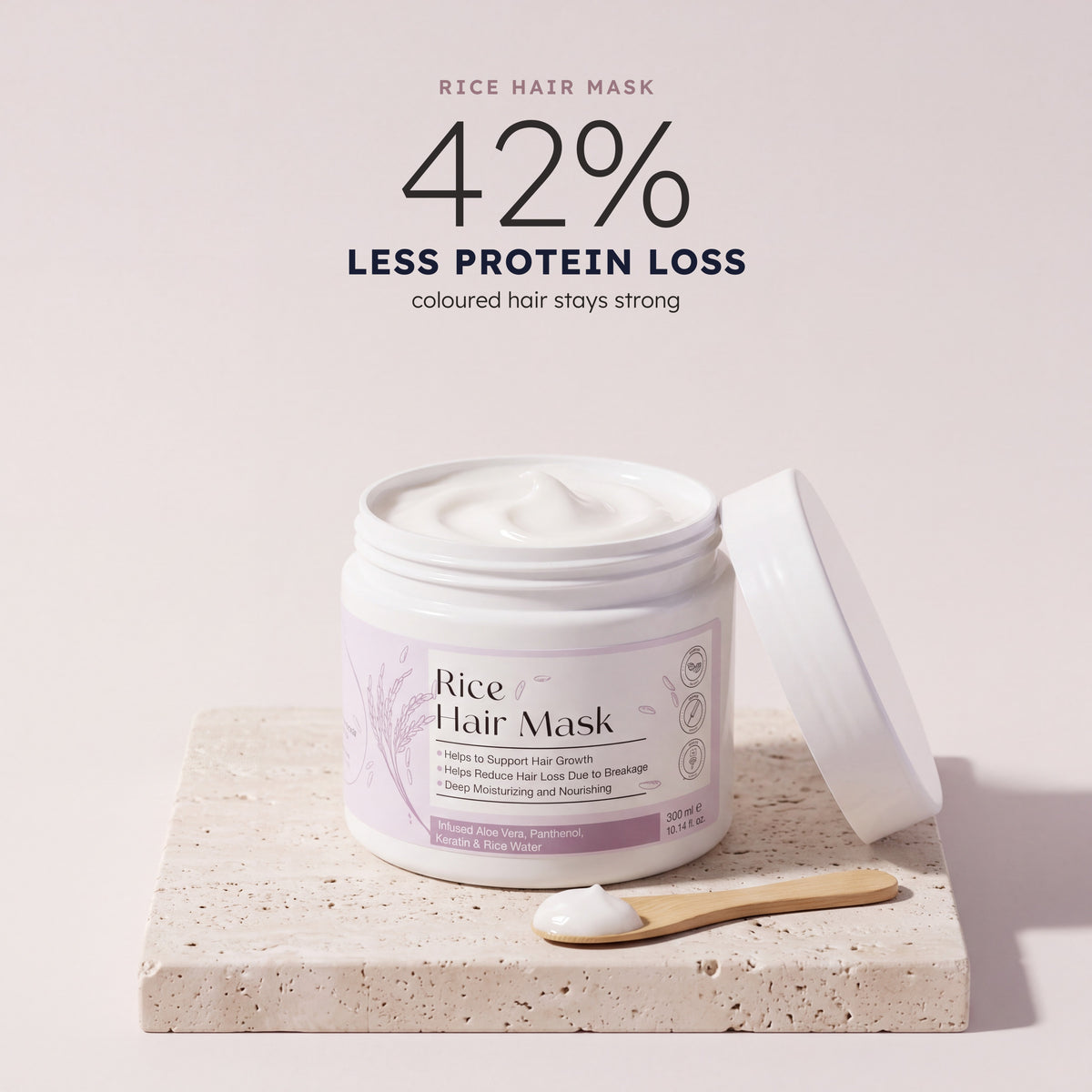 Rice Hair Mask: 42% less protein loss, coloured hair stays strong