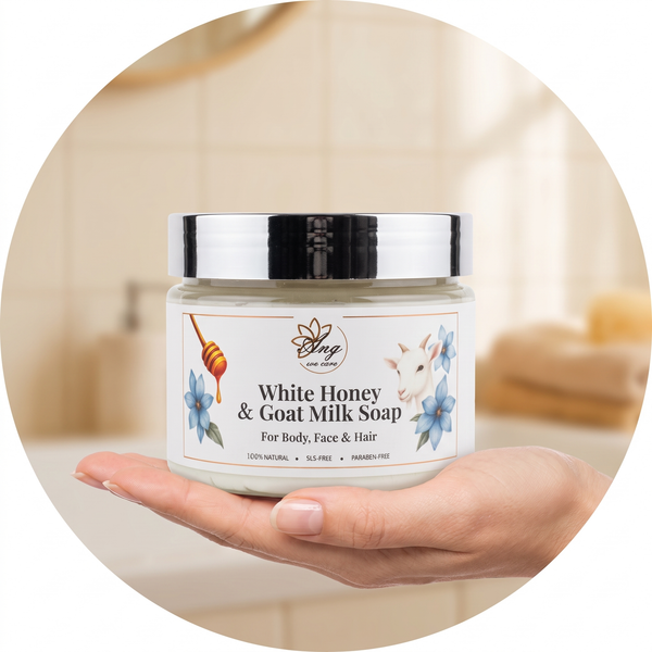 White Honey and Goat Milk Soap held in hand
