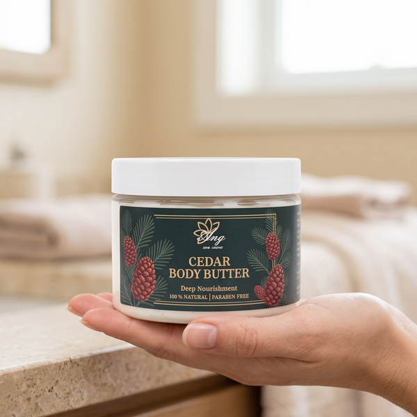 Cedar Body Butter held in hand